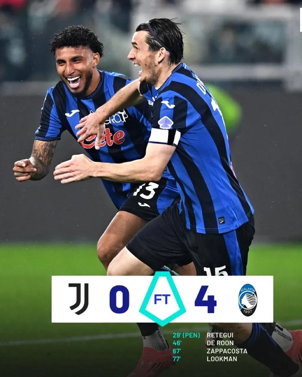 关于尤文图斯1-0惨败:亚特兰大继续占据榜首的信息 关于尤文图斯1-0惨败:亚特兰大继续占据榜首的信息